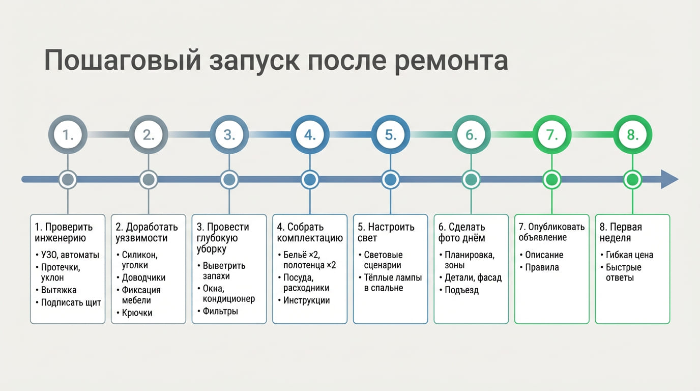 пошаговый запуск после ремонта